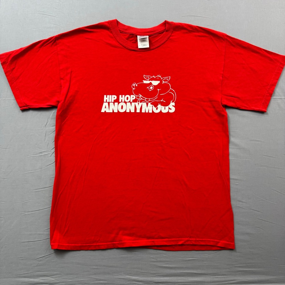 Gildan Hip Hop Anonymous Hippo Graphic T-Shirt Red Men Large Big Daddy Movie Tee